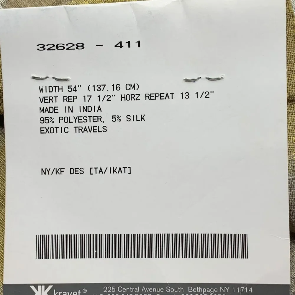 Kravet Exotic Travel Silver Gold Gray Polyester/Silk Blend Fabric Sample/Remnant